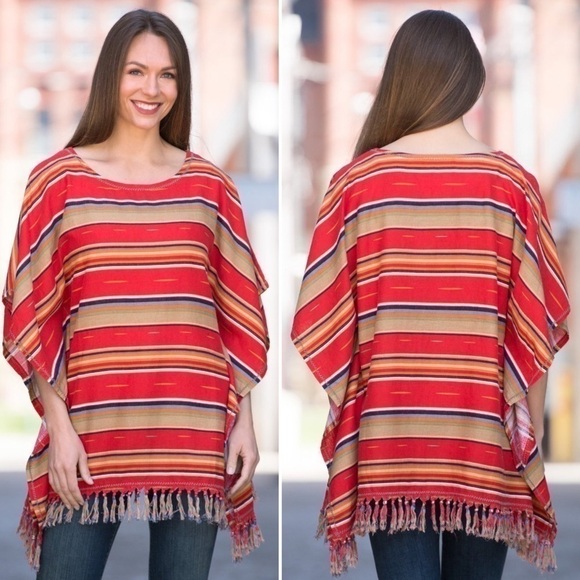NEW Ryan Michael Serape Summer Linen-Blend Poncho | Size L/XL - Picture 16 of 16